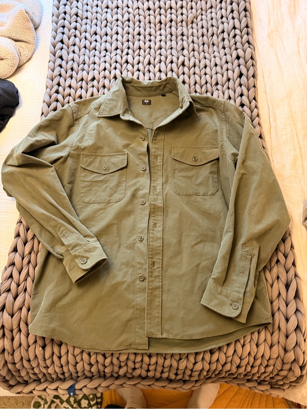 Uniqlo Jersey Utility Overshirt - Olive - Medium